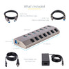 StarTech.com 7-Port Self-Powered USB-C Hub with Individual On/Off Switch, Desktop/Laptop USB-C to USB-A Hub, USB Type C Hub w/Power Supply - 7 Port Aluminum USB 3.2 Gen 1 5Gbps hub w/individual port switches - 7x USB Type-A ports - BC 1.2 1.5A (7.5W)