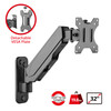 Aluminum Wall Mount Gas Spring Monitor Arm - 17" to 32" - Detachable & Rotatable VESA Plate 75x75mm 100x100mm