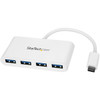 StarTech.com 4 Port USB C Hub with 4x USB-A (USB 3.0 SuperSpeed 5Gbps) - USB Bus Powered - Portable/Laptop USB Type-C Adapter Hub - White - 4-Port USB-C hub - USB Type-C host laptop to 4x USB-A - SuperSpeed 5Gbps (USB 3.1/3.2 Gen 1) - Portable bus po