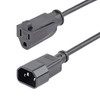 StarTech.com 1ft (0.3m) Power Extension Cord, IEC C14 to NEMA 5-15R, 10A 125V, 18AWG, Black, Outlet Extension Cable for Network Equipment - AC power extension cord 1ft (0.3m) 18AWG power supply extension cable IEC 60320 C14 to NEMA 5-15R; 125V at 10A
