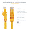 StarTech.com 1ft CAT6 Ethernet Cable - Yellow Snagless Gigabit - 100W PoE UTP 650MHz Category 6 Patch Cord UL Certified Wiring/TIA - 1ft Yellow CAT6 Ethernet cable delivers Multi Gigabit 1/2.5/5Gbps & 10Gbps up to 160ft - 650MHz - Fluke tested to ANS