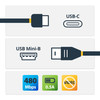 StarTech.com 2m 6 ft USB C to Mini USB Cable - M/M - USB 2.0 - USB C to USB Mini - USB Type C to Mini USB - Mini USB to USB C Cable - Connect USB 2.0 Mini-B devices to your USB Type-C or Thunderbolt 3 computer - 2m USB C to USB Mini / 6ft USB Type C 