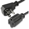 StarTech.com 1.5ft (0.45m) Power Extension Cord, Flat NEMA 5-15P to NEMA 5-15R, 10A 125V, 18AWG, Black, Flat Outlet Extension Cable - AC power extension cord 18in/0.45m 18AWG power supply extension cable NEMA 5-15R to NEMA 5-15P connectors; 125V at 1
