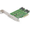 StarTech.com M.2 Adapter â?" 3 Port â?" 1 x PCIe (NVMe) M.2 â?" 2 x SATA III M.2 â?" SSD PCIE M.2 Adapter â?" M2 SSD â?" PCI Express SSD - Mount both PCIe (NVMe) and SATA based M.2 SSDs inside your computer using this PCI Express adapter card - 3-Por