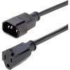 StarTech.com 1ft (0.3m) Power Extension Cord, IEC C14 to NEMA 5-15R, 10A 125V, 18AWG, Black, Outlet Extension Cable for Power Supplies - AC power extension cord 1ft (0.3m) 18AWG power supply extension cable IEC 60320 C14 to NEMA 5-15R; 125V at 10A; U