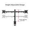 SIIG Articulating Dual Monitor Desk Mount - 13" to 27" - Height Adjustable - 2 Display(s) Supported - 13" to 27" Screen Support - 22 lb Load Capacity - 75 x 75, 100 x 100 - VESA Mount Compatible