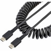 StarTech.com 20in (50cm) USB C Charging Cable, Coiled Heavy Duty Fast Charge & Sync USB-C Cable, High Quality USB 2.0 Type-C Cable, Black - 20in (50cm) Coiled USB C to USB C charging cable with aramid fiber for increased tensile strength - Durable Hi