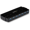 StarTech.com 7 Port SuperSpeed USB 3.0 Hub - 5Gbps - Desktop USB Hub with Power Adapter - Black - Add 7 external, SuperSpeed USB 3.0 ports to a computer from a single USB connection - 7 Port USB 3.0 Hub with Power Adapter - Black USB Hub - 5 Gbps USB