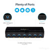 StarTech.com 7 Port SuperSpeed USB 3.0 Hub - 5Gbps - Desktop USB Hub with Power Adapter - Black - Add 7 external, SuperSpeed USB 3.0 ports to a computer from a single USB connection - 7 Port USB 3.0 Hub with Power Adapter - Black USB Hub - 5 Gbps USB