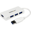 StarTech.com Portable 4 Port SuperSpeed Mini USB 3.0 Hub - 5Gbps - White - Add four external USB 3.0 ports to your notebook or Ultrabook? with a slim, portable hub - White Four Port Mini USB Hub - 4Port External SuperSpeed USB 3 Hub with built-in cab
