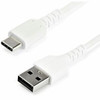 StarTech.com 1m USB A to USB C Charging Cable - Durable Fast Charge & Sync USB 2.0 to USB Type C Data Cord - Aramid Fiber M/M 3A White - USB A to USB C charging cable w/ aramid fiber sheltering the heavy duty cord from stress of bends & pulls - High 