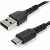 StarTech.com 1m USB A to USB C Charging Cable - Durable Fast Charge & Sync USB 2.0 to USB Type C Data Cord - Aramid Fiber M/M 3A Black - USB A to USB C charging cable w/ aramid fiber sheltering the heavy duty cord from stress of bends & pulls - High 