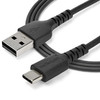 StarTech.com 2m USB A to USB C Charging Cable - Durable Fast Charge & Sync USB 2.0 to USB Type C Data Cord - Aramid Fiber M/M 3A Black - USB A to USB C charging cable w/ aramid fiber sheltering the heavy duty cord from stress of bends & pulls - High 