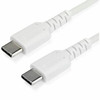 StarTech.com 2m USB C Charging Cable - Durable Fast Charge & Sync USB 2.0 Type C to C Charger Cord - TPE Jacket Aramid Fiber M/M 60W White - Aramid fiber shelters durable USB C to USB C charger cable from stress of bends and pulls - Supports up to 3A