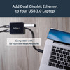 StarTech.com USB 3.0 to Dual Port Gigabit Ethernet Adapter NIC w/ USB Port - Add two Gigabit Ethernet ports and a USB 3.0 pass-through port to your laptop through a single USB 3.0 port - USB 3.0 Gigabit LAN Adapter with USB Port - USB 3.0 to 2 Port G