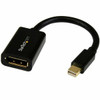 StarTech.com Mini DisplayPort to DisplayPort Adapter, 4K x 2K Video, Ultra HD Mini DP to DP Converter, mDP to DP 1.2 Adapter, Male/Female - Mini DisplayPort to DisplayPort adapter converter; 4K x 2K video (3840x2400p 60Hz); mDP 1.2/21.6 Gbps/HBR2/8Ch