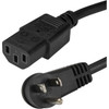 StarTech.com 10ft (3m) Computer Power Cord, Right Angle NEMA 5-15P to C13, 10A 125V, 18AWG, Replacement AC Power Cord, Monitor Power Cable - 10ft (3m) 18AWG flexible computer power cord w/ NEMA 5-15P and IEC 60320 C13 connectors; Rated for 125V 10A; 