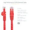 StarTech.com 100ft CAT6 Ethernet Cable - Red Snagless Gigabit - 100W PoE UTP 650MHz Category 6 Patch Cord UL Certified Wiring/TIA - 100ft Red CAT6 Ethernet cable delivers Multi Gigabit 1/2.5/5Gbps & 10Gbps up to 160ft - 650MHz - Fluke tested to ANSI/