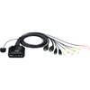 ATEN 2-Port USB 4K DCI HDMI Cable KVM Switch with Remote Port Selector - 2 Computer(s) - 4096 x 2160 - 5 x USB - 3 x HDMI