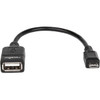 Rocstor Premier Micro USB to USB OTG Host Adapter M/F - 6in - USB Adapter for Tablet PC, Mouse, Cellular Phone , Keyboard, Digital Text Reader - 6" - 1 Pack - 1 x Micro USB Type B Male - 1 x USB Type A Female - Nickel-plated Connectors - Black - 6" U