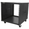 StarTech.com 4-Post 9U Mobile Open Frame Server Rack, 19" Network Rolling Rack for Narrow Spaces, Small Data Rack with Casters, TAA - This 4-Post mobile server rack is ideal for narrow home / office spaces - 9U Rolling network rack ships flat-packed 