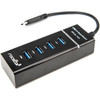 Rocstor Premium Slim Portable 4 Port Hub - USB-C to 4x USB-A Slim Hub - USB 3.0 Hub - Bus Powered - Black - USB C to USB Type-A Hub - USB Type C - External - USB-C 3.1 to 4 USB Type-A 3.0 Port(s) USB-A - USB Type C - External - 4 USB Port(s) - 4 USB 