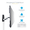 StarTech.com Articulating TV Wall Mount, VESA Wall Mount TV Bracket for 65 inch/99lb/Curved TVs, Corner Adjustable Low Profile Wall Mount - Articulating TV wall mount for 65inch TVs; VESA compatible - Max cap. 99lb; For flat/curved screen TVs; Ships 