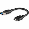 StarTech.com 15cm (6in) Short Slim SuperSpeed USB 3.0 (5Gbps) A to Micro B Cable - M/M - Minimize clutter and position your USB 3.0 Micro devices near your desktop or laptop easily with a thin, flexible cable - Short USB 3.2 Gen 1 (5Gbps) Cable - Sli