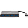 Rocstor Premium Portable 4 Port Hub - USB-C to 4x USB-A Slim Hub - USB 3.0 Hub - Bus Powered - Black - USB C to USB Type-A Hub - USB Type C - External - USB-C 3.1 to 4 USB Type-A 3.0 Port(s) USB-A
