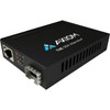 Axiom 1Gbs POE+ RJ45 to SFP Fiber Media Converter - Open SFP Port - Network (RJ-45) - 1x PoE+ (RJ-45) Ports - Gigabit Ethernet - 10/100/1000Base-TX, 1000Base-FX - 1 x Expansion Slots - SFP (mini-GBIC) - AC
