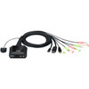 ATEN 2-Port USB-C DisplayPort Hybrid Cable KVM Switch CS52DP - 2 Computer(s) - 1 Local User(s) - 4096 x 2160 - 5 x USB - Rack-mountable - 2 x DisplayPort