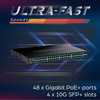 TRENDnet 52-Port Gigabit Web Smart PoE+ Switch with 10G SFP+ Slots - 48 Ports - Manageable - Gigabit Ethernet, 10 Gigabit Ethernet - 1000Base-T, 10GBase-X - TAA Compliant - 2 Layer Supported - Modular - 57.40 W Power Consumption - 410 W PoE Budget - 