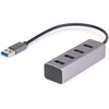 Rocstor Portable 4 Port Hub USB-A to 4x USB-A SuperSpeed USB 3.0 - Rocstor Premium Portable 4 Port SuperSpeed USB 3.0 Hub - Aluminum Grey - USB - External - 4 USB Ports Female - 4 USB 3.0 Ports - PC, Mac - 6 in Mini Hub with Built-in SuperSpeed Cable