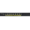 ZYXEL 8-port GbE Smart Managed PoE Switch - 8 Ports - Manageable - Gigabit Ethernet - 10/100/1000Base-T - 2 Layer Supported - 72 W Power Consumption - 60 W PoE Budget - Twisted Pair - PoE Ports - Wall Mountable - Lifetime Limited Warranty