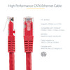 StarTech.com 20ft CAT6 Ethernet Cable - Red Molded Gigabit - 100W PoE UTP 650MHz - Category 6 Patch Cord UL Certified Wiring/TIA - 20ft Red CAT6 Ethernet cable delivers Multi Gigabit 1/2.5/5Gbps & 10Gbps up to 160ft - 650MHz - Fluke tested to ANSI/TI