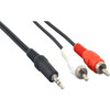 Axiom 12ft 3.5mm Stereo to 2 x RCA Stereo Male Y-Cable - 12 ft Mini-phone/RCA Audio Cable for Smartphone, MP3 Player, Notebook, Speaker, Audio Device - First End: 1 x Mini-phone Stereo Audio - Second End: 2 x RCA Stereo Audio - Male - Black