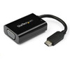 StarTech.com USB C to VGA Adapter with 60W Power Delivery Pass-Through - 1080p USB Type-C to VGA Video Converter w/ Charging - Black - USB-C (DP 1.2 Alt Mode HBR2) to VGA video display adapter w/ 60W Power Delivery pass-through charging; 2048x1280/19