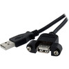 StarTech.com 3 ft Panel Mount USB Cable A to A - F/M - Add an external panel mount USB connection to a PC or faceplate - USB Female to Male Cable - Panel Mount USB Cable - Panel Mount USB Port - USB Panel Mount Adapter - Panel Mount USB Extension - 3