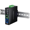 TRENDnet Industrial SFP to Gigabit PoE+ Media Converter, IP30 Rated Housing, Operating temperature range -40°- 75 °C to (-40° - 167 °F), TI-PF11SFP, Black - Hardened Industrial SFP to Gigabit PoE+ Media Converter
