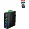 TRENDnet Industrial SFP to Gigabit PoE+ Media Converter, IP30 Rated Housing, Operating temperature range -40°- 75 °C to (-40° - 167 °F), TI-PF11SFP, Black - Hardened Industrial SFP to Gigabit PoE+ Media Converter