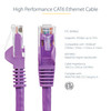 StarTech.com 35ft CAT6 Ethernet Cable - Purple Snagless Gigabit - 100W PoE UTP 650MHz Category 6 Patch Cord UL Certified Wiring/TIA - 35ft Purple CAT6 Ethernet cable delivers Multi Gigabit 1/2.5/5Gbps & 10Gbps up to 160ft - 650MHz - Fluke tested to A