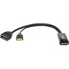 Rocstor HDMI to DisplayPort 4K@30Hz Adapter M/F - Black - 8.70" DisplayPort/HDMI/USB A/V Cable for Audio/Video Device, Camera, Computer, Blu-ray Player, Gaming Console, Projector, Monitor, Notebook, Workstation, DVD, Desktop PC - First End: 1 x 19-pi