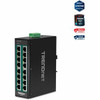 TRENDnet 16-Port Hardened Industrial Unmanaged Gigabit 10/100/1000Mbps DIN-Rail Switch w/ 16 Gigabit PoE+ Ports; Lifetime Protection; TI-PG160 - 16-Port Industrial Gigabit PoE+ DIN-Rail Network Switch