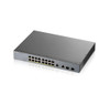 ZYXEL 16-port GbE Smart Managed PoE Switch with GbE Uplink - 16 Ports - Manageable - 2 Layer Supported - Modular - 2 SFP Slots - 300.90 W Power Consumption - 250 W PoE Budget - Twisted Pair, Optical Fiber - PoE Ports - Rack-mountable - Lifetime Limit