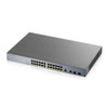 ZYXEL 24-port GbE Smart Managed PoE Switch with GbE Uplink - 24 Ports - Manageable - 2 Layer Supported - Modular - 2 SFP Slots - 448.90 W Power Consumption - 375 W PoE Budget - Twisted Pair, Optical Fiber - PoE Ports - Rack-mountable - Lifetime Limit