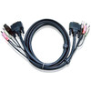 ATEN USB DVI-D Dual Link KVM Cable - 16.40 ft DVI/Mini-phone/USB KVM Cable for KVM Switch - First End: 1 x 4-pin USB Type A - Male, 2 x Mini-phone Stereo Audio - Male, 1 x 24-pin DVI-D (Dual-Link) Digital Video - Male - Second End: 2 x Mini-phone Ste