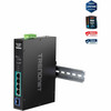 TRENDnet 5-Port Industrial Gigabit PoE+ Switch, Wide Temperature Range -20° - 65°C (-4° - 149°F), DIN-Rail Switch, 50-55V DC, 4 x Gigabit PoE+ Ports, 1 x Gigabit SFP Slot, TI-PGM541, Black - 5 Ports - Gigabit Ethernet - 1000Base-FX, 1000Base-T - 2 La