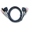 ATEN 2L-7D02UD Dual Link KVM Cable Adapter - 5.91 ft KVM Cable - First End: 2 x Mini-phone Audio - Male, 1 x DVI (Dual-Link) Digital Video - Male, 1 x USB Type A - Male - Second End: 1 x USB Type B - Male, 2 x Mini-phone Audio - Male, 1 x DVI-D (Dual
