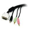 StarTech.com 4-in-1 USB DVI KVM Cable - Keyboard / video / mouse / audio extender - 4 pin USB Type A, mini-phone stereo 3.5 mm , DVI-I - mini-phone stereo 3.5 mm , 4 pin USB Type B, DVI-I - 3 m - Connect high resolution DVI video, USB, audio and micr