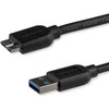 StarTech.com 0.5m (20in) Slim SuperSpeed USB 3.0 (5Gbps) A to Micro B Cable - M/M - Flexible cable for convenient positioning of USB 3.0 devices - USB 3.0 Micro B - Slim USB 3.0 to Micro B Cable - Thin USB 3 A to B Cable - Micro USB 3.0 to USB 3.2 Ge